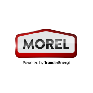 Morel logo, tekst under logoen: Powered by TrønderEnergi