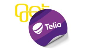 Get logo med et Telia klistermerke på